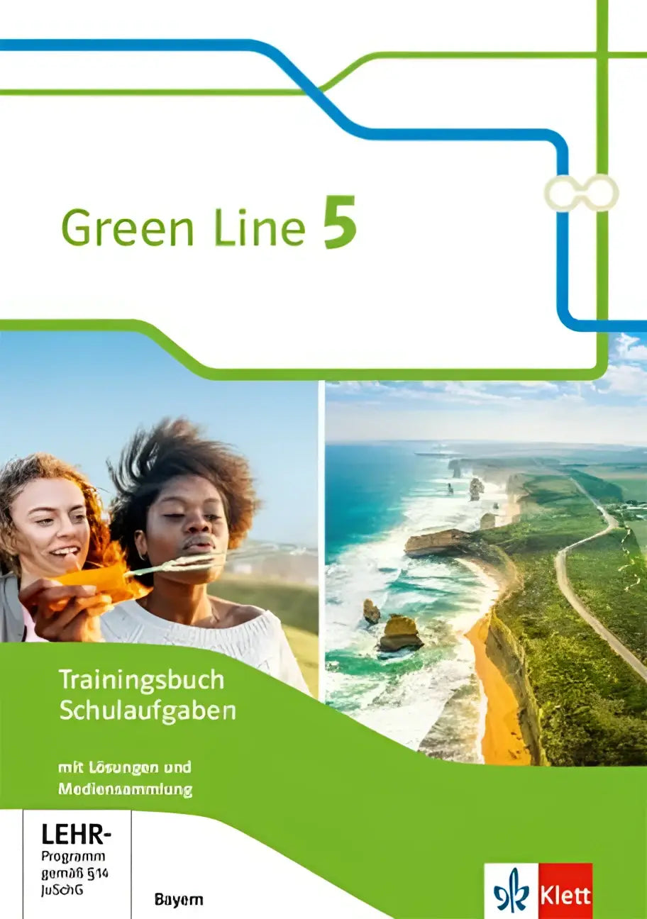 Green line 5 trainingsbuch heft mit lösungen mit zwei lachenden frauen und küstenlandschaft von klett für klasse 9