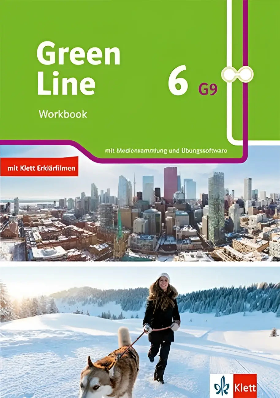 Green line 6 g9 workbook mit mediensammlung grüne cover witte tekst en winterse stadsgezichten klasse 10