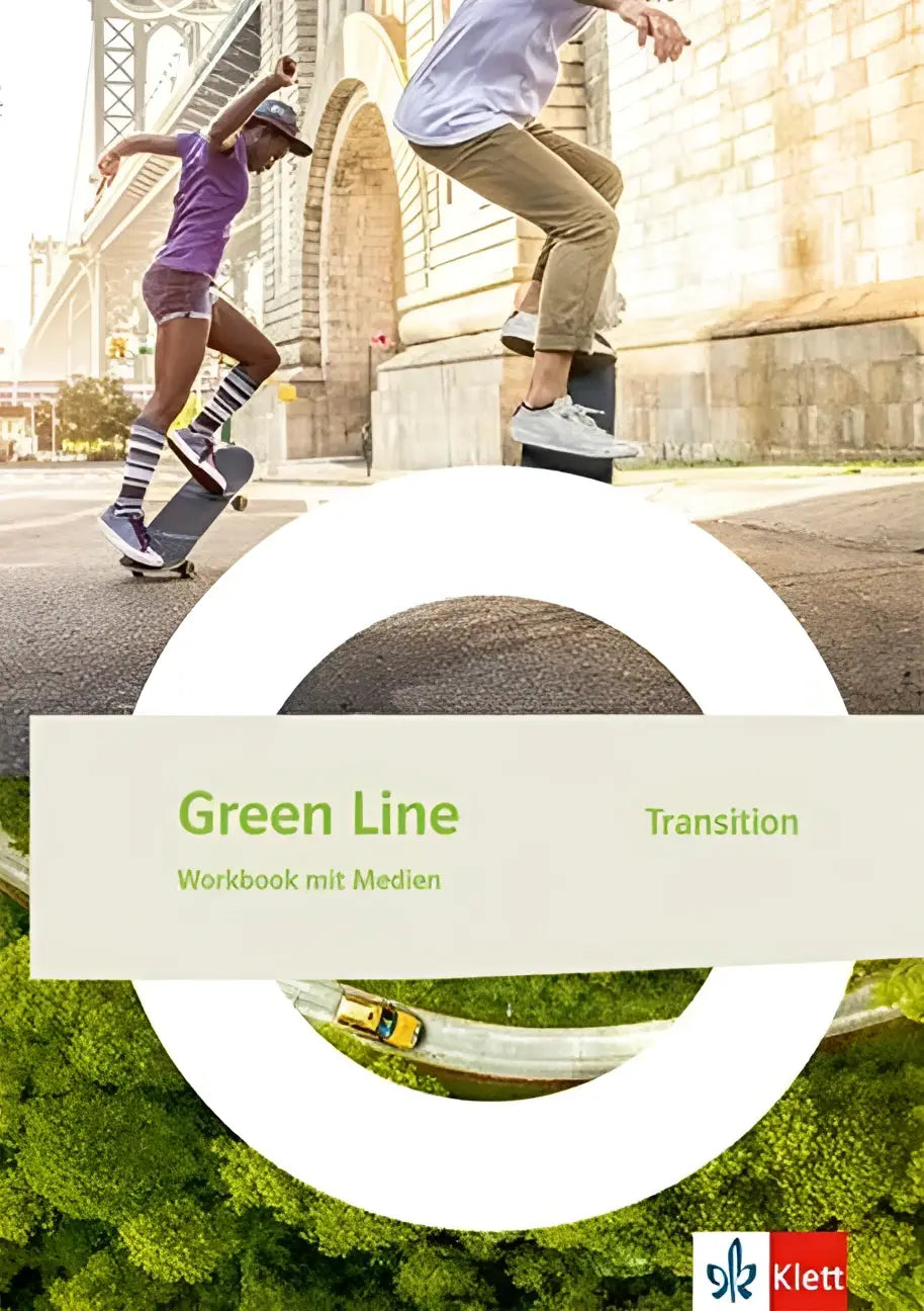 Green line transition workbook mit mediensammlung mit modernem design und grünem text auf weißem hintergrund