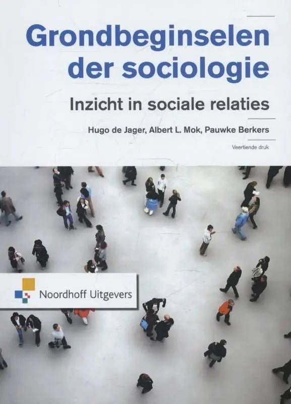Boekcover grondbeginselen der sociologie met pauwke berkers voor algemeen vakgebied sociologie in blauwe letters