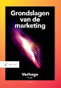 De boekcover van grondslagen van de marketing door bronis verhage en marjolein visser toont lichtvlekken in paars en roze