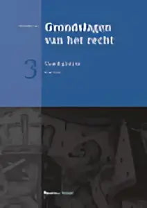 Minimalistisch modern logo met tekst grondslagen van het recht in witte letters op blauwe achtergrond voor koninklijke boom