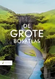 De grote bosatlas digitale interface met heldere tekst op groen en blauw toont moderne geografische atlassen