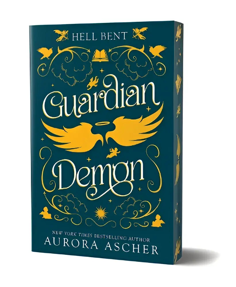 Diep teal hardcover boek guardian demon van aurora ascher met gouden letters en vleugel demon illustraties deluxe limited edition
