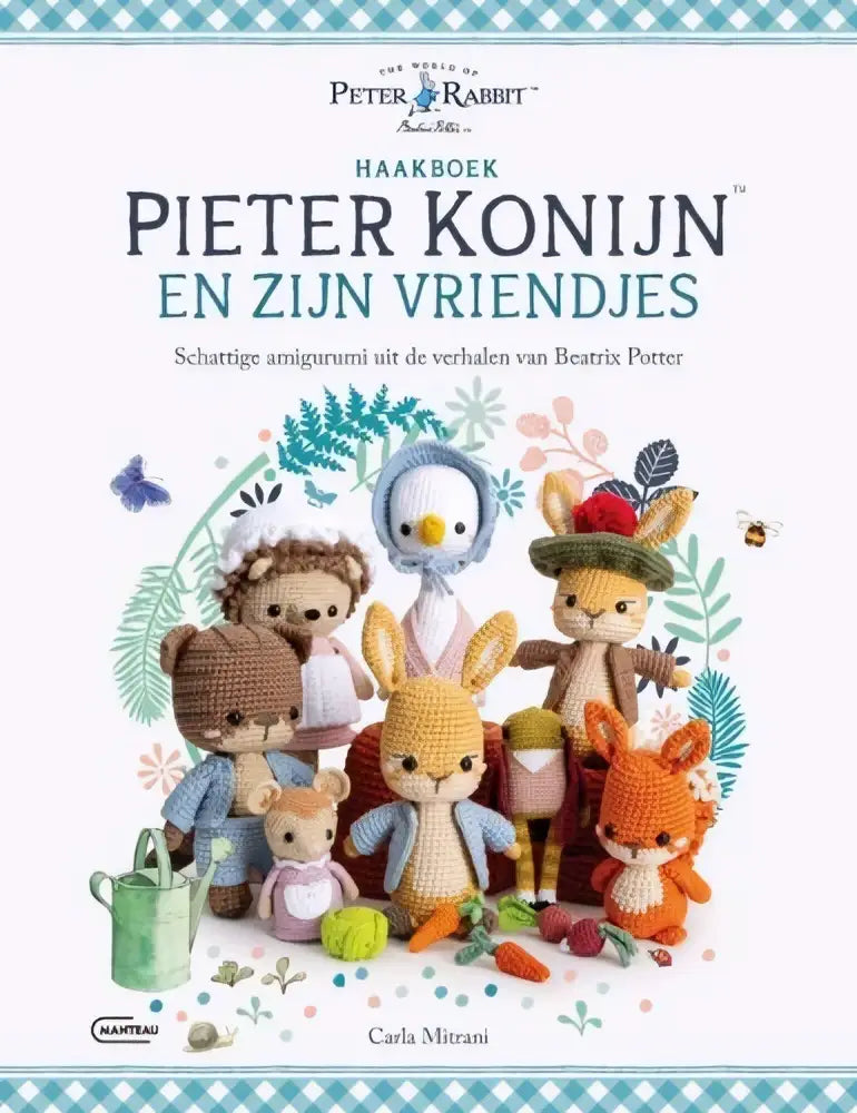 Crochet amigurumi collectie uit haakboek pieter konijn van carla mitrani in zachte pasteltinten en garens