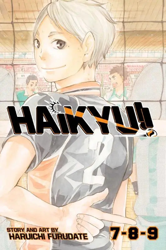 Achterzijde van een grijze en oranje volleybalshirt met nummer 2 en zonlogo in haikyu 3-in-1 edition includes vols