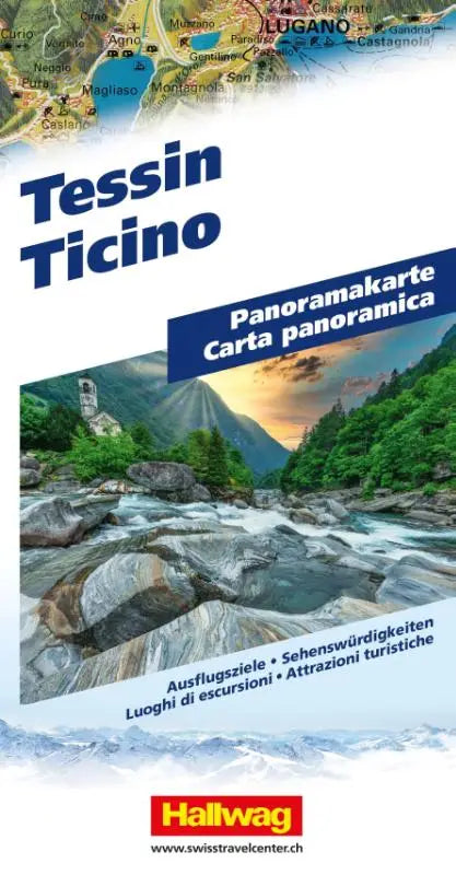 Hallwag Panoramakarte Tessin - Faszinierende Landschaftskarte mit 3D-Darstellung