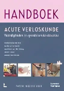 Cover van het handboek acute verloskunde met zwart-wit medische illustraties voor acute verloskunde praktijk