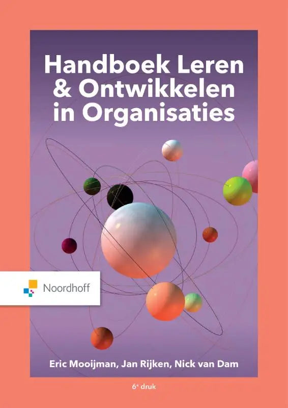 Paars handboek leren met centrale perzikkleurige bol en kleurrijke sferen door eric mooijman en jan rijken