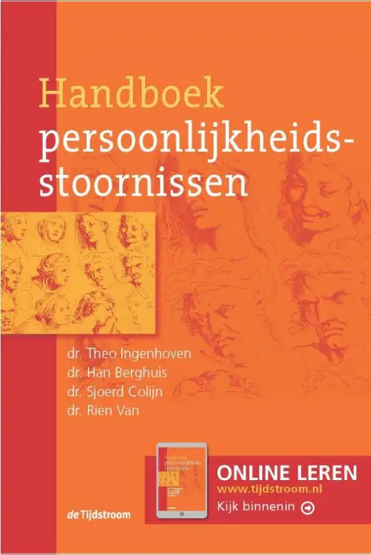 Handboek persoonlijkheidsstoornissen boek met oranje omslag en rode verticale strook links met witte en gele titeltekst