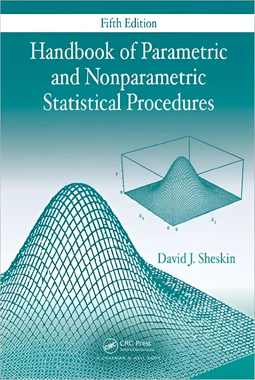Teal and white hardcover book handbook of parametric and nonparametric statistical procedures fifth edition by david j