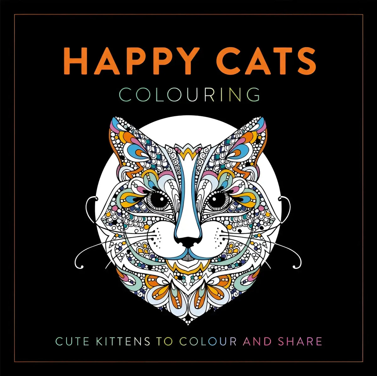 Een levendig, gedetailleerd kat gezicht illustratie in happy cats colouring voor kittens to colour en colour and share