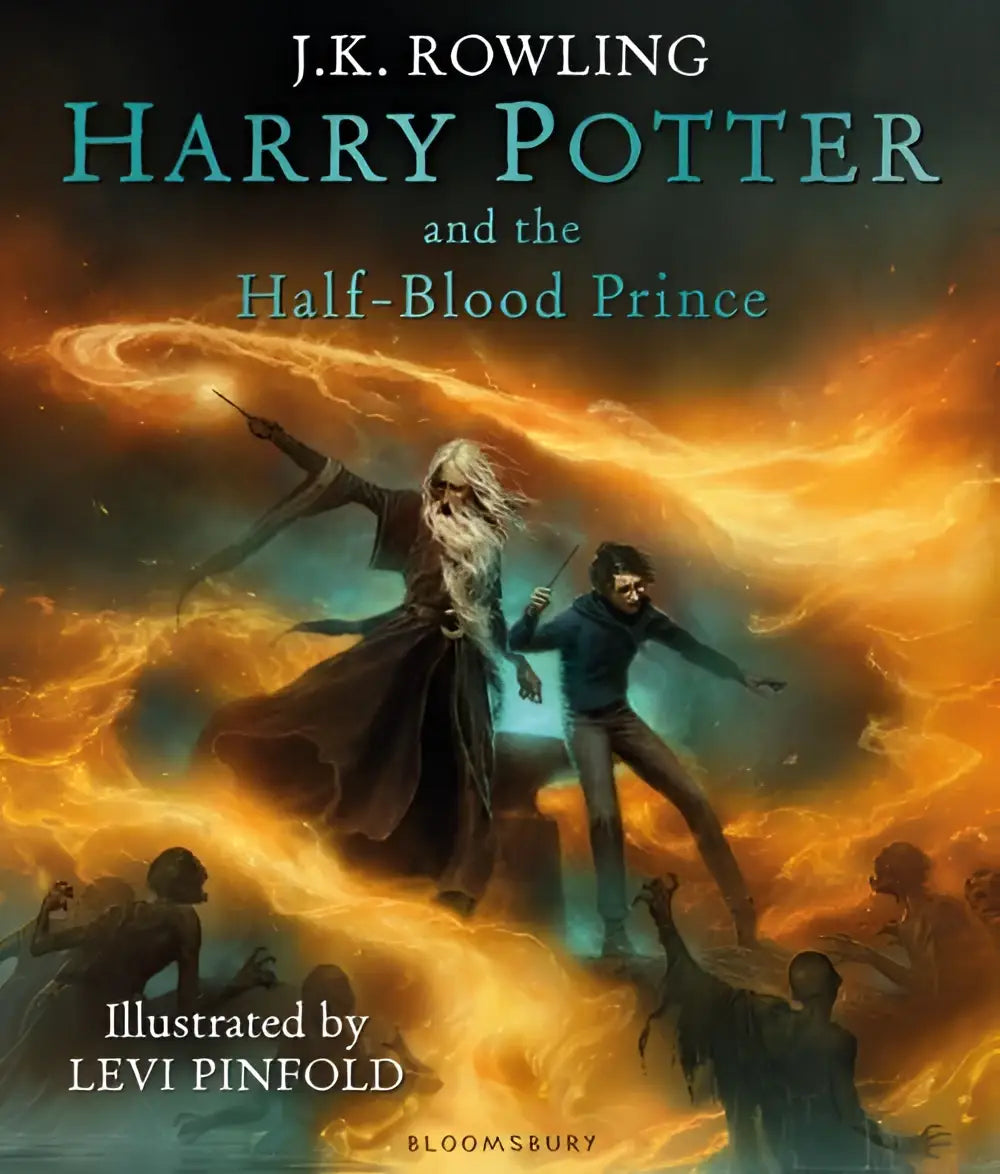 De cover van de illustrated edition van harry potter and the half-blood prince door j k rowling voor de luisterboekversie