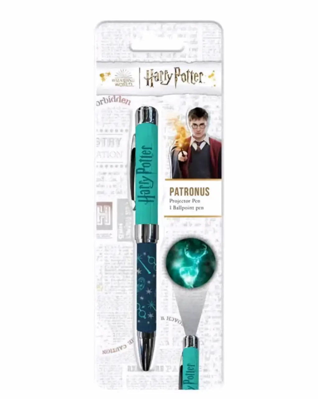 Teal en zilveren harry potter patronus projector pen met magisch ontwerp en gedetailleerde afwerking