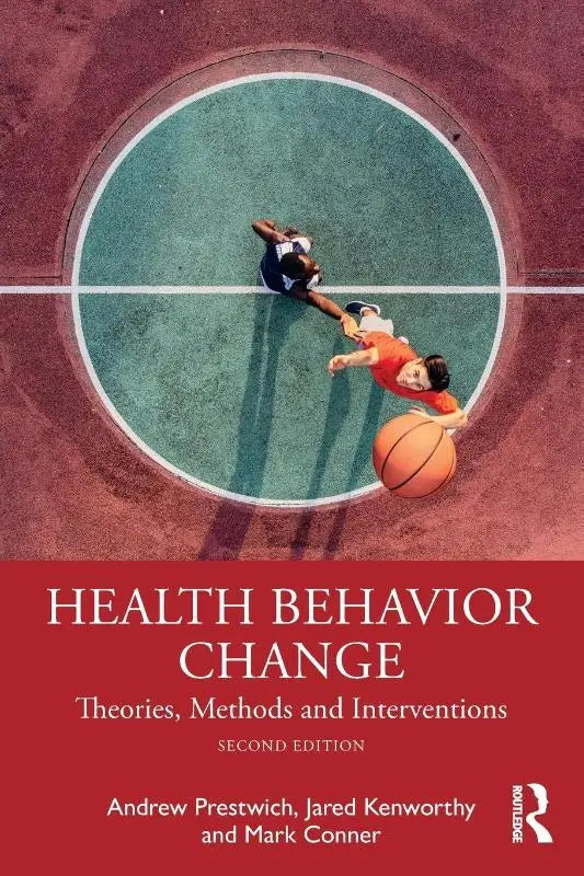 The book cover shows a vibrant aerial view of children playing basketball for gezondheids gedragsverandering methoden en interventies