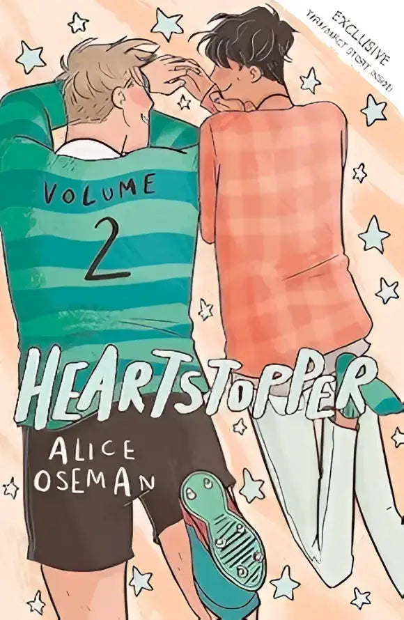 De cover van heartstopper volume 2 manga door alice oseman toont twee personages in sportkleding voor heartstopper volumes set