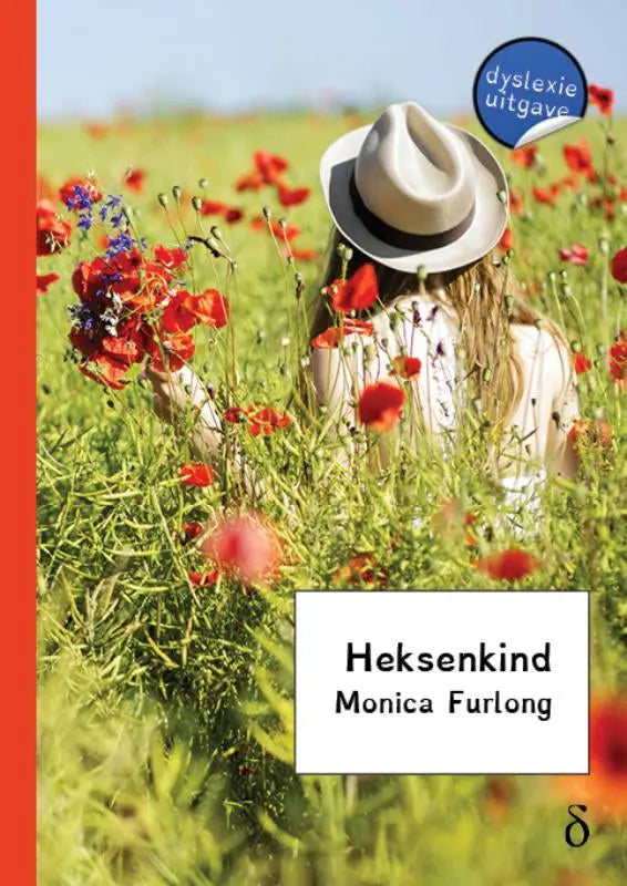 Beige fedora hoed met zwarte band gedragen in een veld met rode klaprozen op cover van heksenkind trilogie 2 paperback