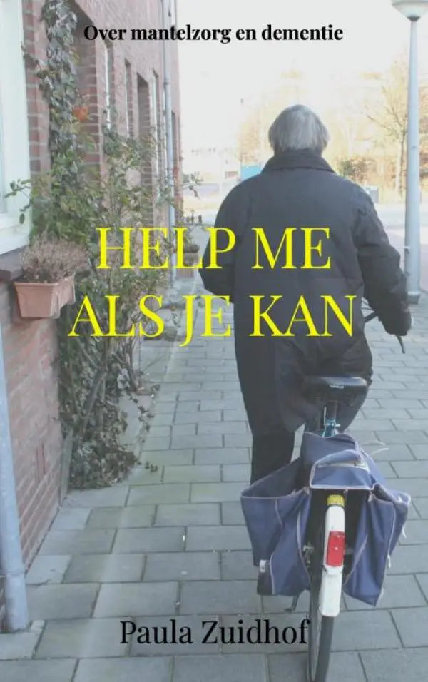 Zwart donsjack met capuchon gedragen door een fietser in product help me als je kan over mantelzorg en dementie