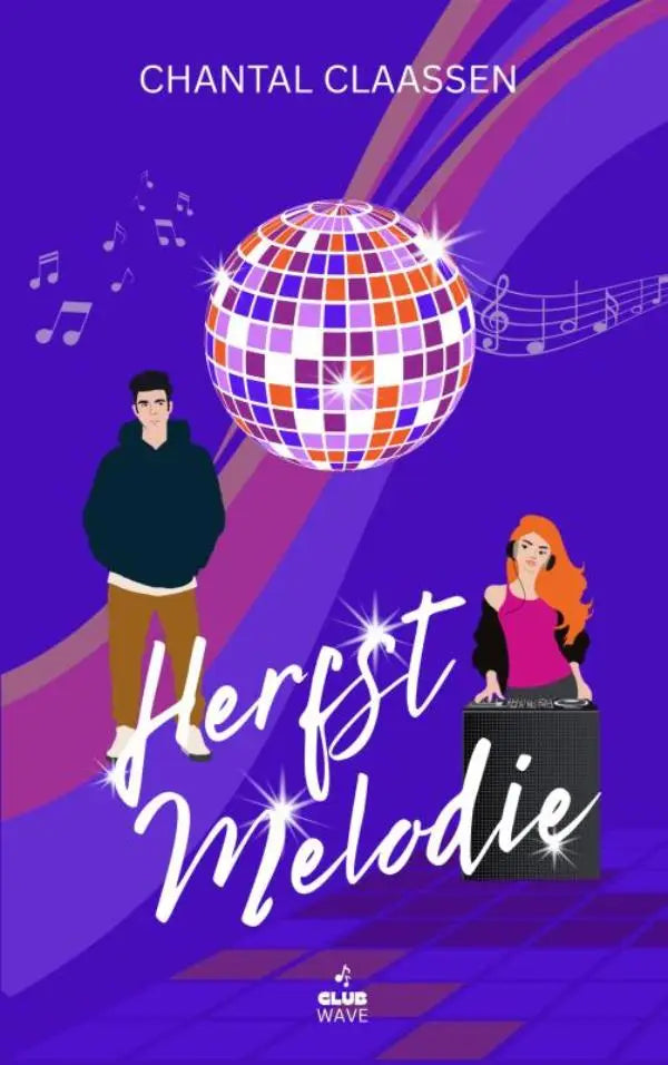 Herfstmelodie discobal met kleurrijk reflecterend mozaïekoppervlak tegen paarse achtergrond