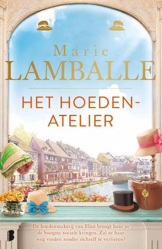 De boekcover toont een charmante illustratie van een europees stadje met kleurrijke huizen en een kanaal waarin elise brengt haar weg in de hoogste sociale kringen