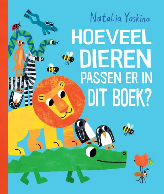 Brightly illustrated children’s book cover hoeveel dieren passen er featuring a cheerful orange lion and various cartoon animals