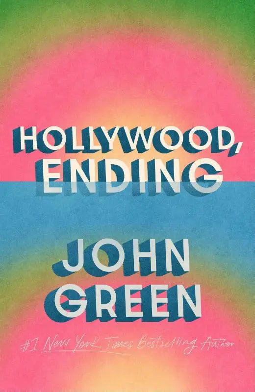 Vibrante gradienten boekomslag met gedurfde, gestileerde tekst voor hollywood ending van john green over young adult romance