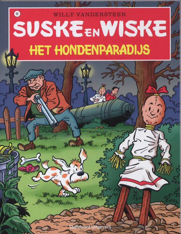 Cover van de suske en wiske comic het hondenparadijs door willy vandersteen met kleurrijke strips algemeen illustratie