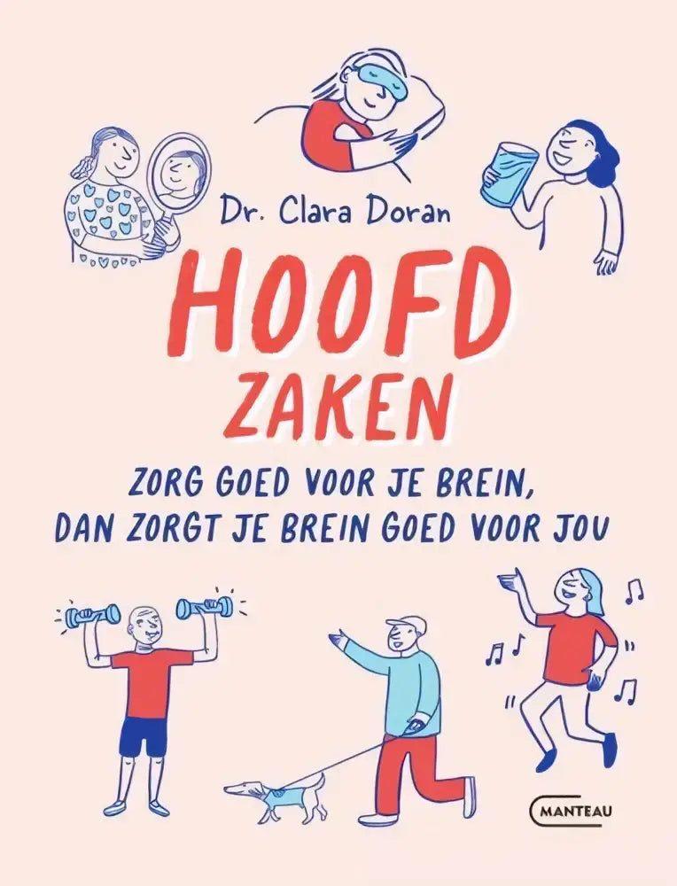 De boekcover van hoofdzaken door clara doran toont roodblauwe tekst op een zachte perzikkleurige achtergrond psychologie algemeen