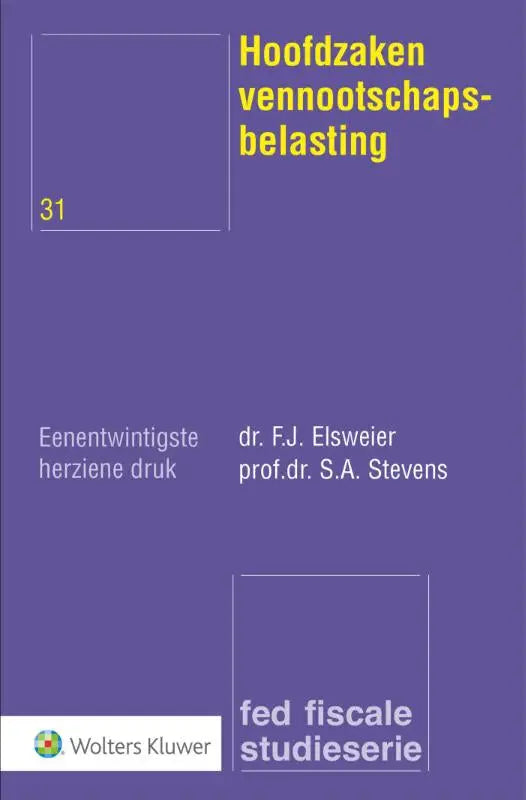 Paars boek met gele tekst hoofdzaken vennootschapsbelasting van wolters kluwer nederland voor fiscaal recht