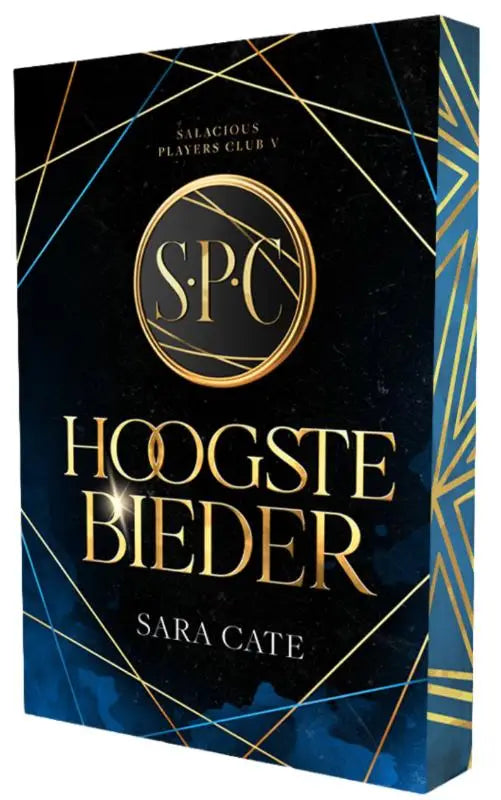 Zwart en goud hardcover boek hoogste bieder van sara cate met geometrisch ontwerp dark romance roman