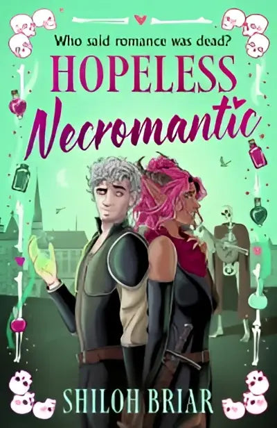 The book cover of hopeless necromantic by shiloh briar features two characters in a gothic romantic fantasy style