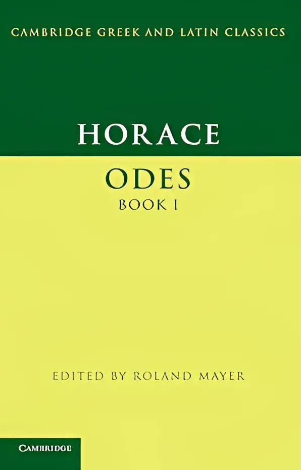Hardcover boek horace odes book i met tweekleurige groene en gele omslag en zwarte serif titel