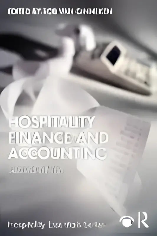 De hardcover editie van hospitality finance and accounting heeft een witte omslag met zwarte tekst en het logo van de uitgever