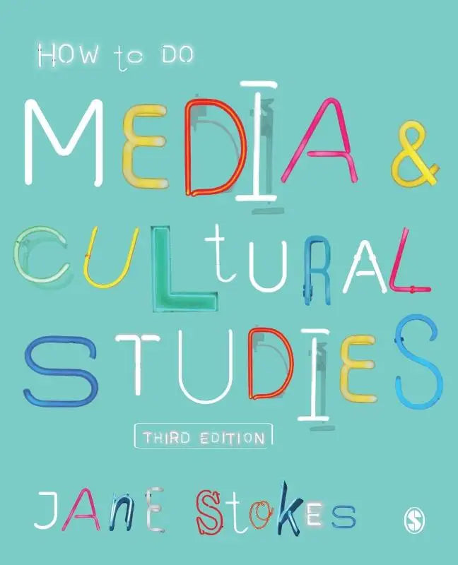 De boekcover van how to do media and cultural studies toont stevige neonletters op een effen teal achtergrond