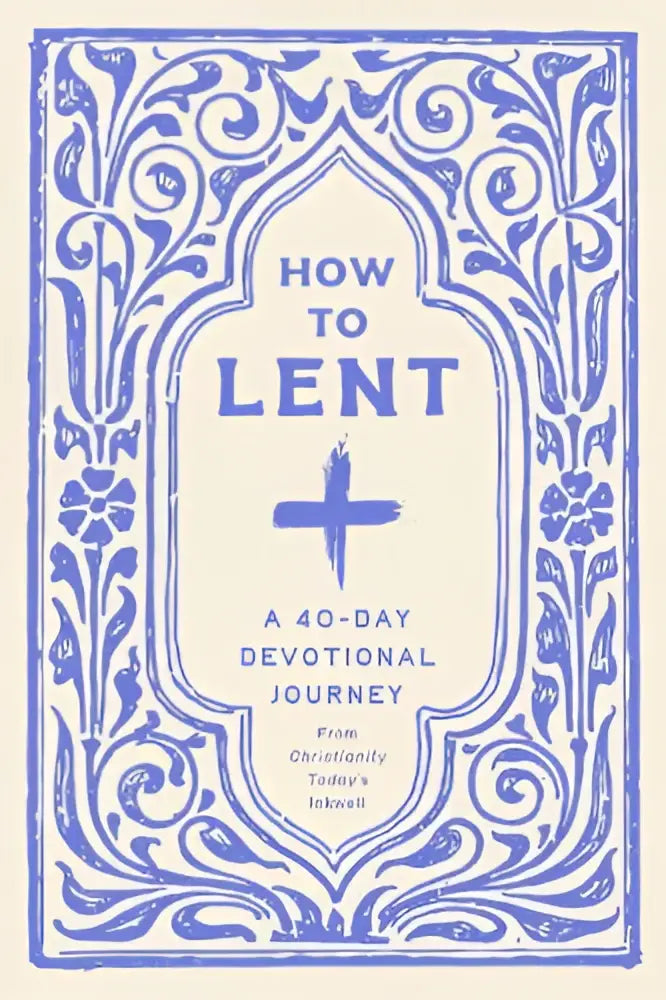 Blauwe sierlijke kaft van het boek how to lent met een kruisontwerp voor thought and practice van ebury vine