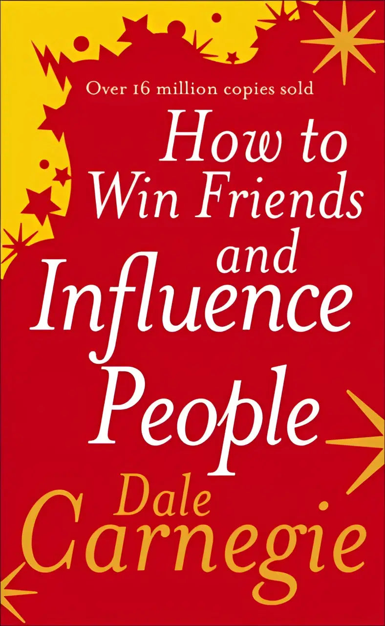 Rode hardcover boek hoe to win friends and influence people van dale carnegie met witte en gouden tekst