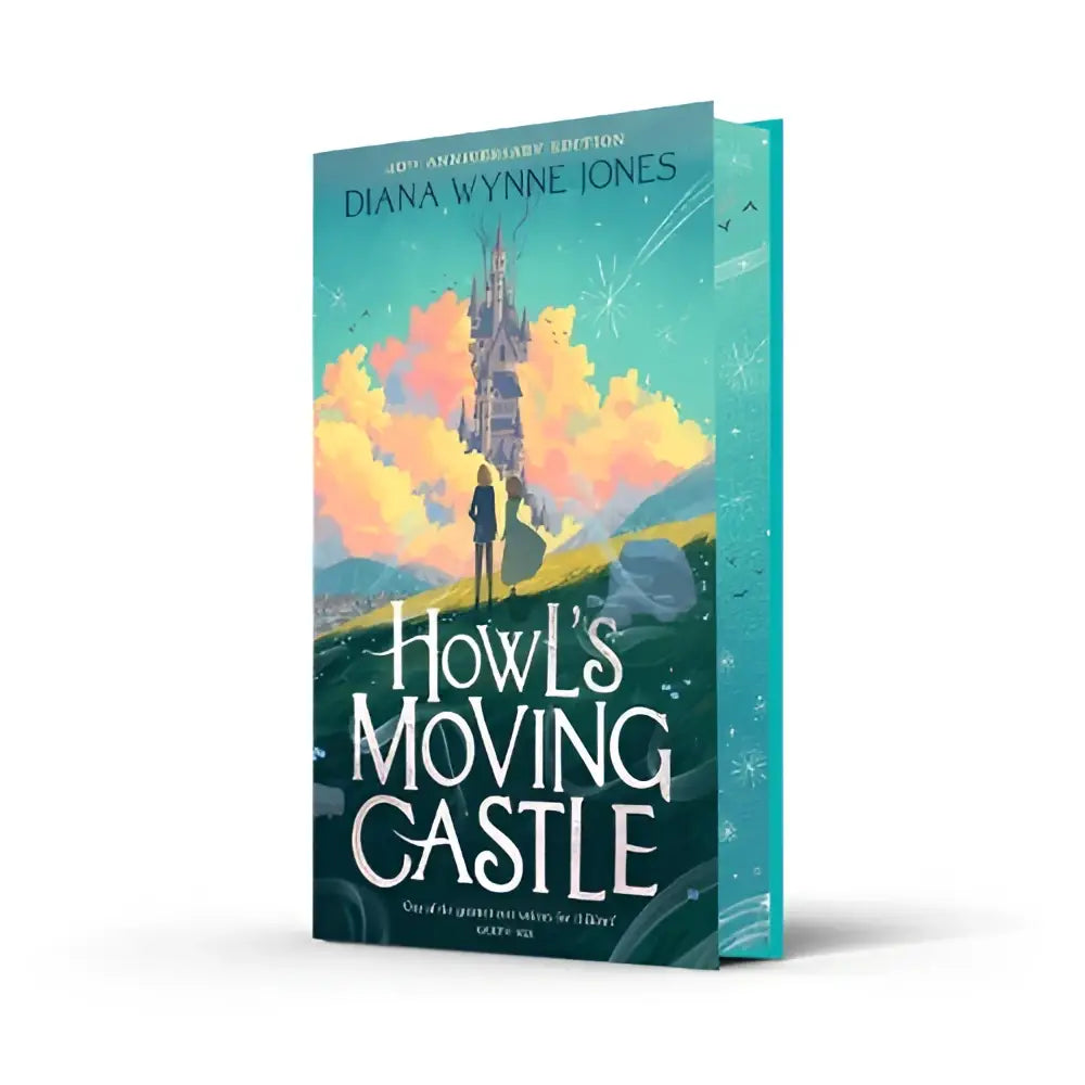 De 40th anniversary deluxe edition van howl’s moving castle met een levendige teal en oranje cover en gestileerd kasteelontwerp
