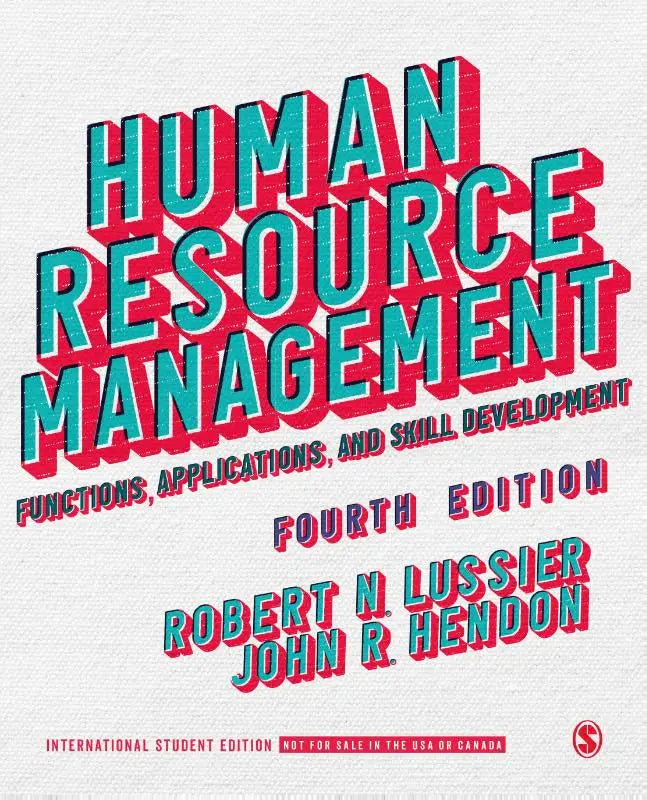 De cover van het boek human resource management internationale studenteneditie heeft opvallende driedimensionale letters in teal en rood op een witte achtergrond met textuur voor vaardigheidsontwikkeling