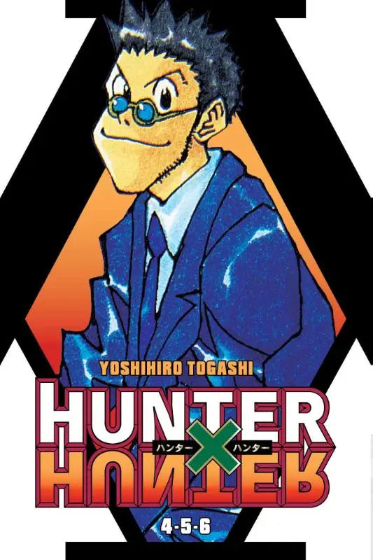 Hunter x hunter 3-in-1 edition vol 2 includes vols 4 5 en 6 met gon freecss in een blauw pak met wit overhemd en blauwe stropdas