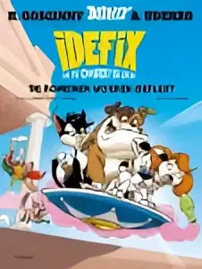 De cartoonfiguren uit dexters laboratory rond een futuristisch apparaat met blauw paarse verlichting op bundel idefix en de onverzettelijken 8 de romeinen worden geflest