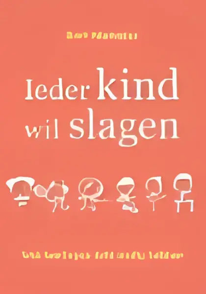 De voorkant van een zwartwit grafisch product met de tekst kier sørensen en ieder kind wil slagen in vet lettertype