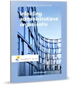 Blauw boek met titel managing administrative operations en moderne architectuur voorzijde product inleiding administratieve organisatie