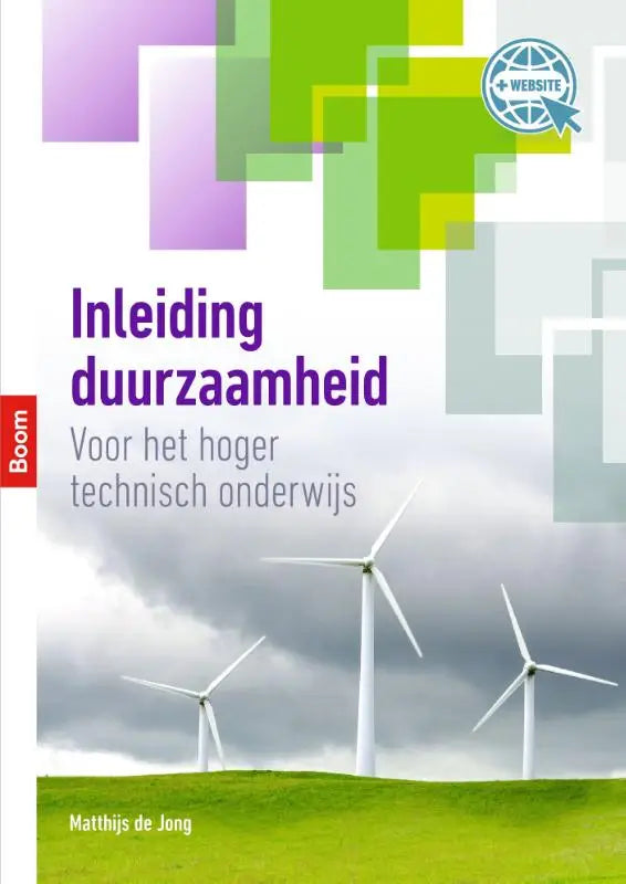 De boekcover van inleiding duurzaamheid toont de titel in paarse letters en is gericht op hoger onderwijs koninklijke boom uitgevers