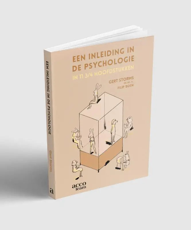 Beige hardcover boek een inleiding in de psychologie door gert storms en flip boon met minimalistich ontwerp en 11 3/4 hoodstukken