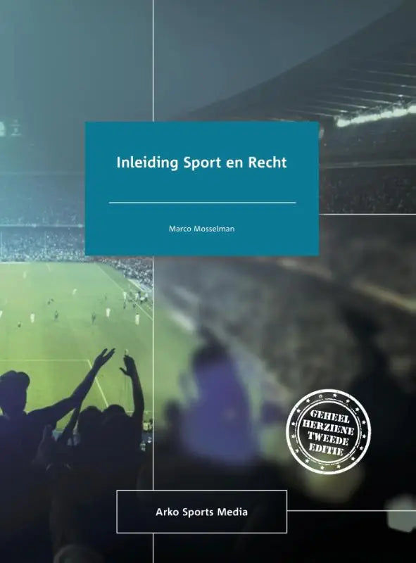 Blauwe boekomslag van tweede editie van inleiding sport en recht door marco mosselman voor studie sportrecht