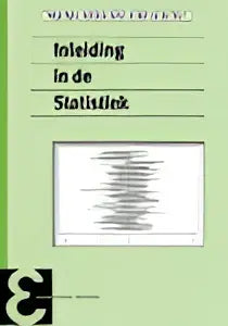 De boekcover van inleiding in de statistiek in zwarte serif op wit, een minimalist design van fetsje bijma en marianne jonker bij epsilon uitgaven