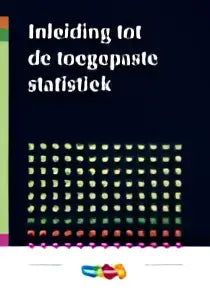 Boekcover van inleiding tot de toegepaste statistiek met witte titel en raster van kleine vierkantjes op donkere achtergrond