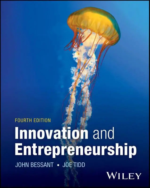 The book cover of innovation and entrepreneurship features a vibrant yellow and green jellyfish on a blue ocean background