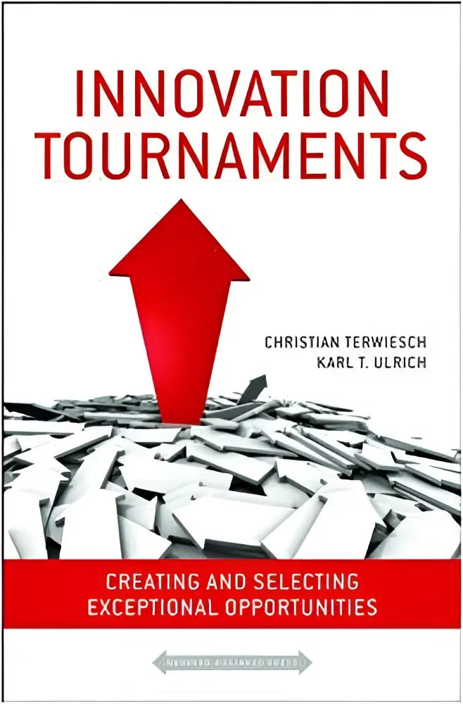 Red arrow graphic over fragmented black and white paper illustrating book demonstrates how creating and selecting exceptional opportunities
