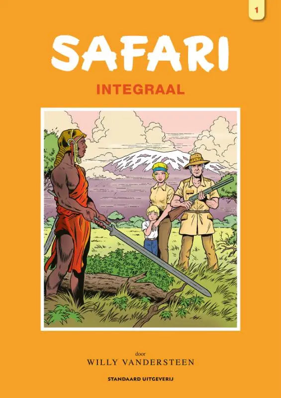 Oranje comicboekcover van safari integraal door willy vandersteen in het product integraal